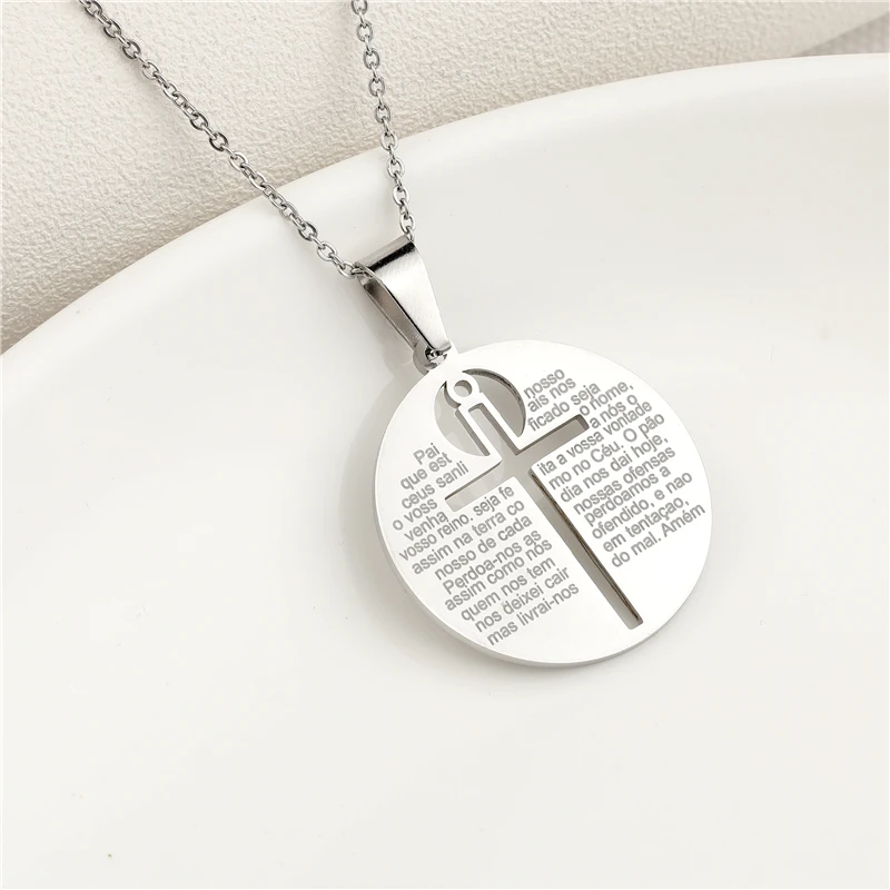 Брендовые круглые ожерелья с кулоном из нержавеющей стали полым крестиком