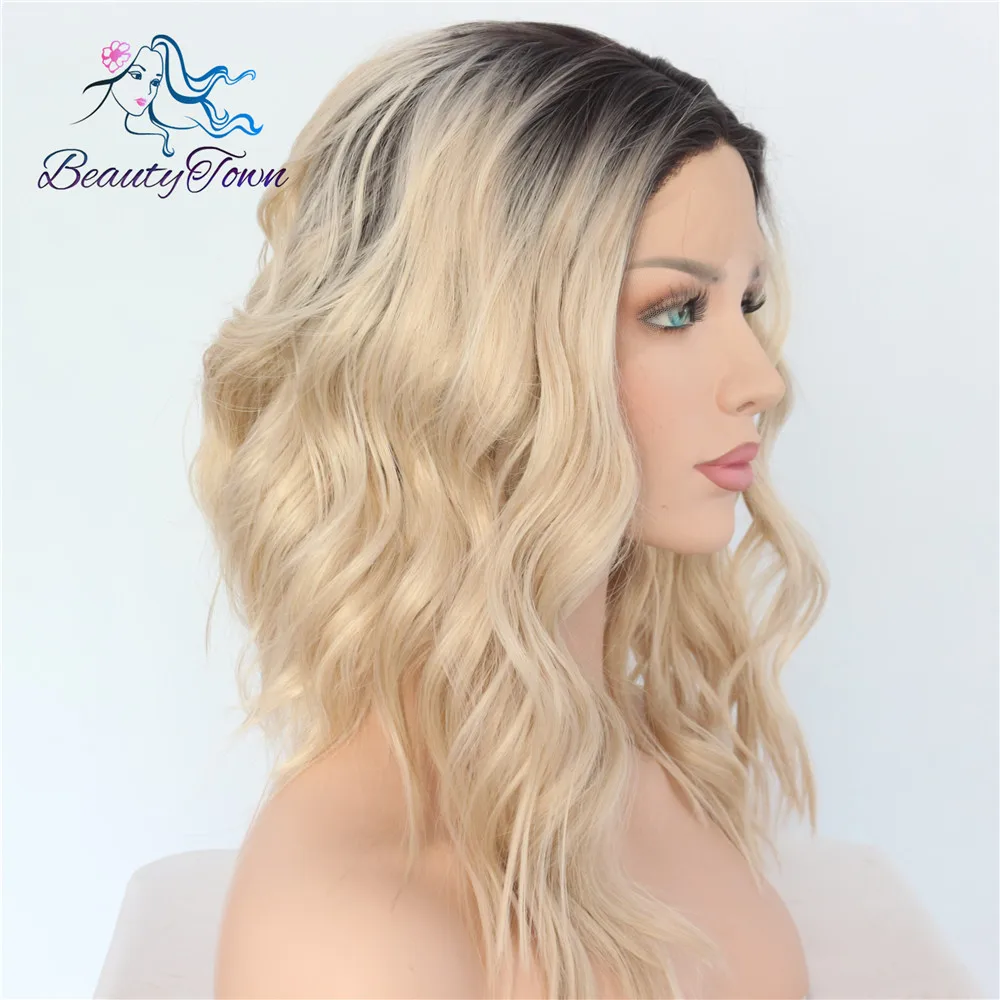 BeautyTown Polaris короткие термостойкие волосы черный Омбре блонд блоггер ежедневный макияж Синтетический кружевной передний Свадебный парик