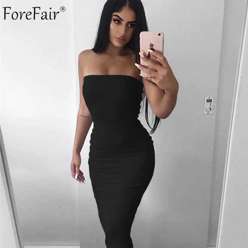 Forefair сексуальное длинное платье для женщин Лето Клубное с открытыми плечами облегающее платье без лямок белые черные красные вечерние платья