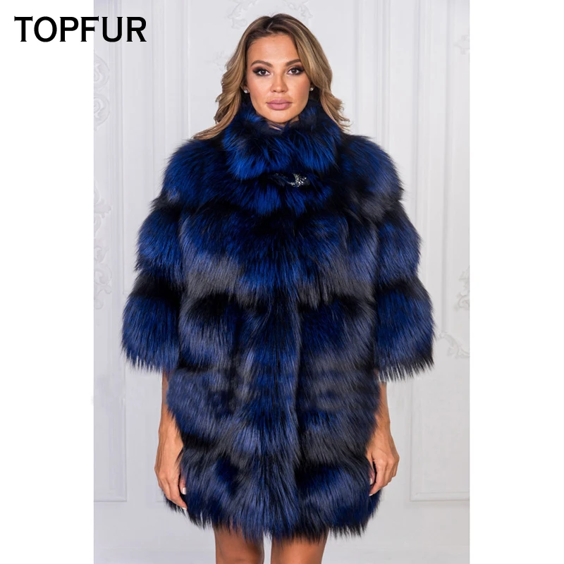 TOPFUR 2021 Hot Sale Real Fur Coat Natural Fox Fur Outerwear Luxury Female Medium Sleeve Jackets Thick Warm Winter Overcoat