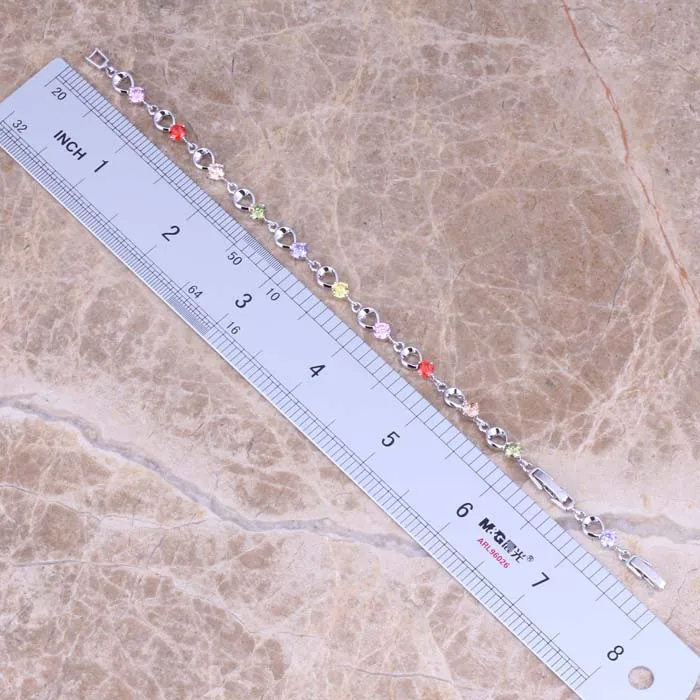 Отличный многоцветный Браслет-цепочка с серебряным покрытием и кубическим