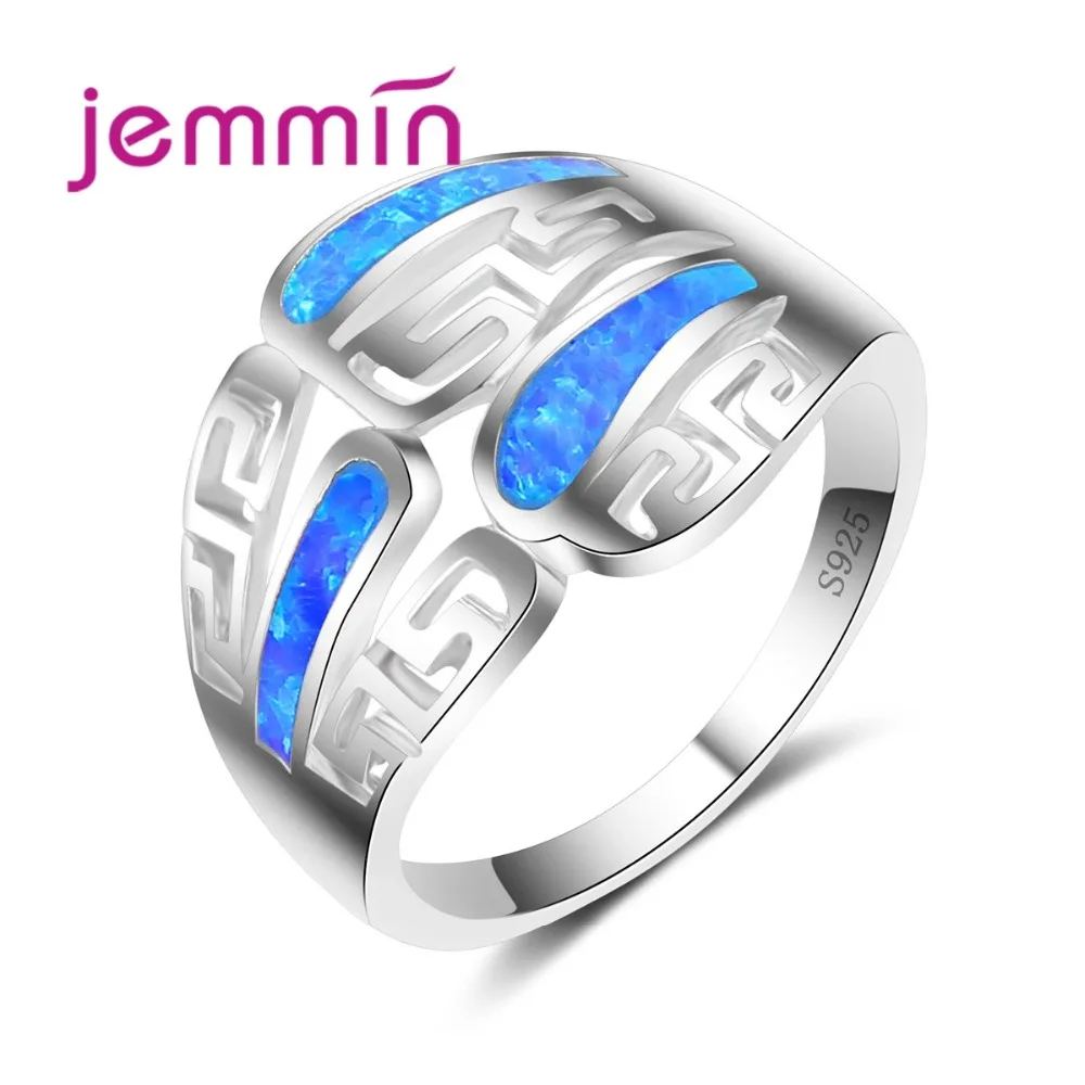 Женское Винтажное кольцо с голубым огненным опалом обручальное серебряное