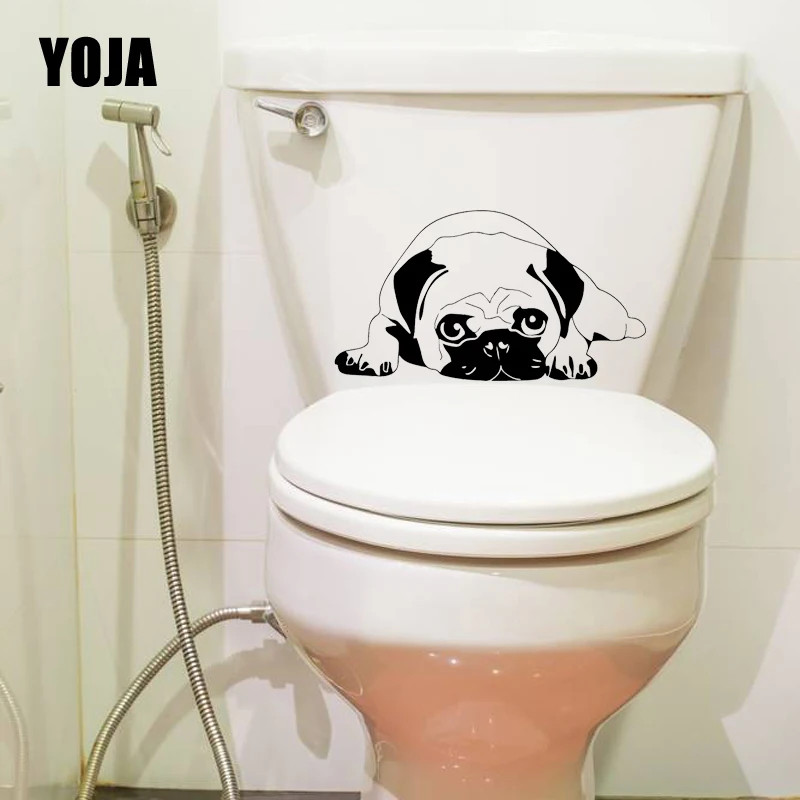 

YOJA 23.4X12.9CM Мопс силуэт наклейки на стену собака передачи домашний декор наклейки для унитаза росписи T5-1554