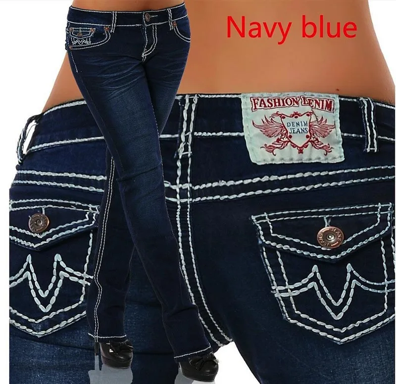 Navy blue Брендовые Новые повседневные обтягивающие длинные джинсы, женские узкие джинсы со средней талией, джинсовые штаны, женские эластичные модные джинсы для женщин - Цвет: Navy blue