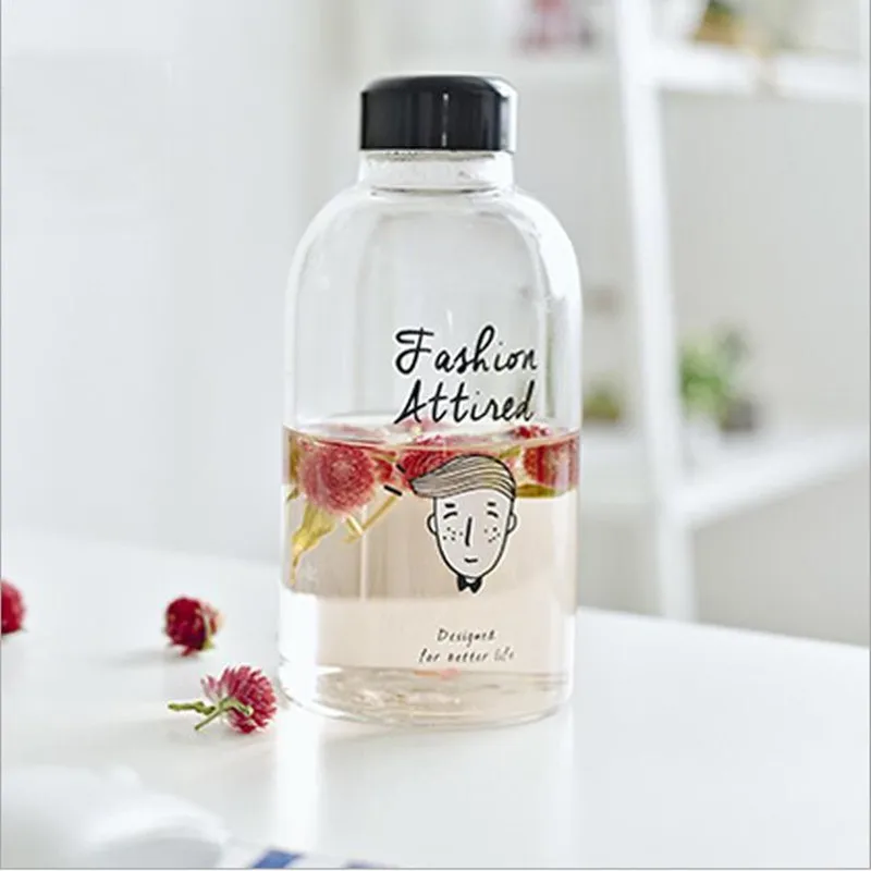 BAISPO 600 мл бутылка для воды девочек стеклянная чая питьевые бутылки стакан