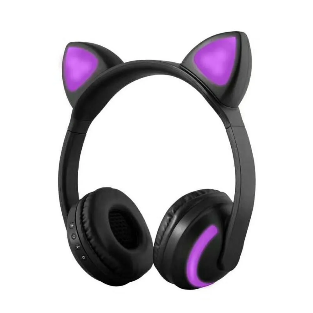 Беспроводные Bluetooth наушники с кошачьими ушками светящаяся гарнитура заячьими