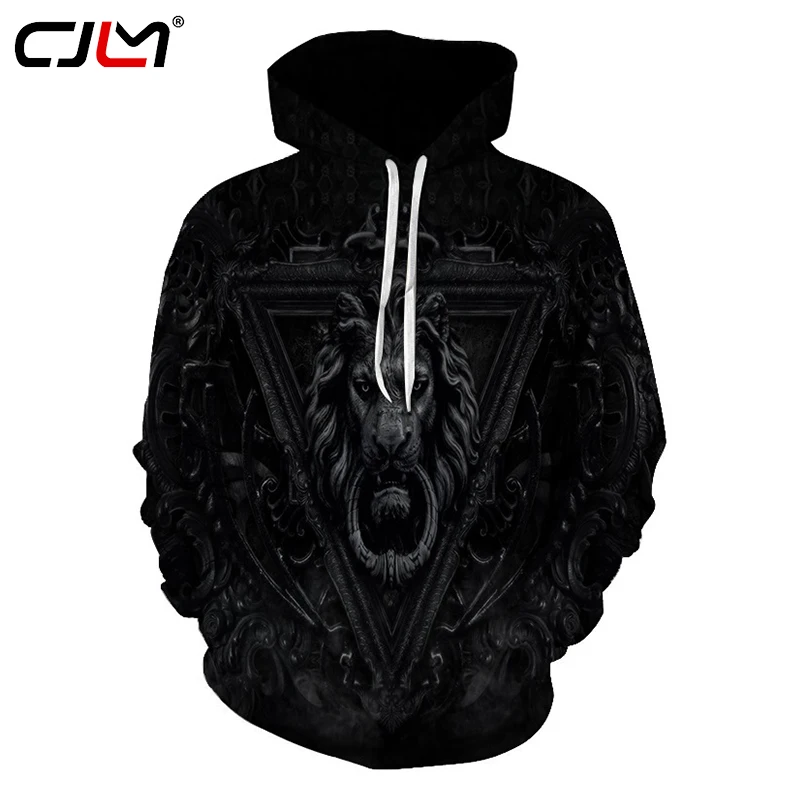 Толстовка CJLM с 3d рисунком Мужская черная толстовка капюшоном и круглым вырезом в
