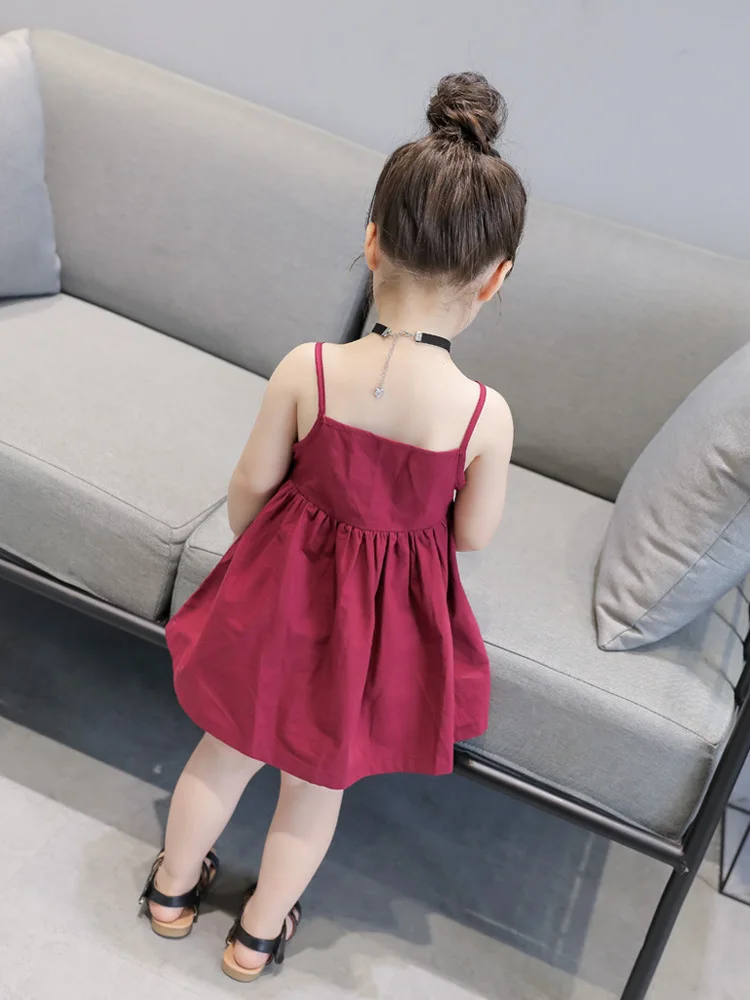 2018 New Fashion V-Neck Slip Dress For Kids Cute Red Girls With Bow Summer Cool Girl roupas infantis menina | Детская одежда и