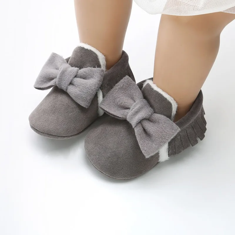 Baby Boots PU Butterfly-knot Moccasins Girls Boys Bon-slip Toddler Shoes First Walker |