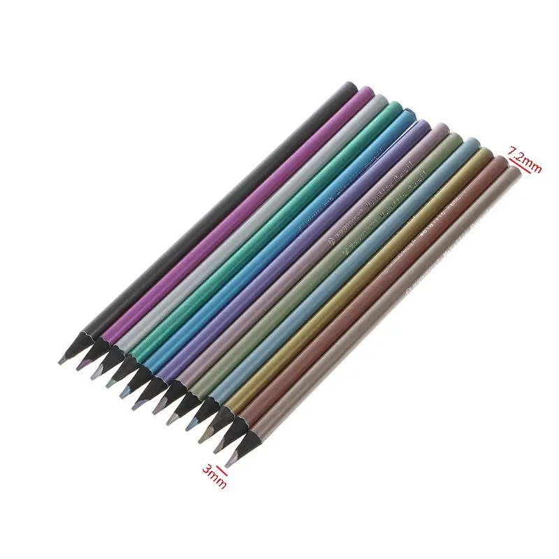 

12Pcs Metallic Non-Toxic Colored Drawing Pencils 12 Color Drawing Sketching Pencil