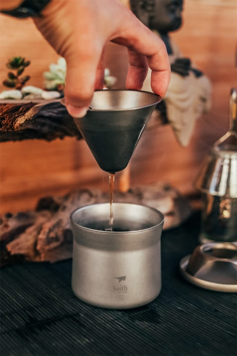 Keith titanium 220 мл кофейная чашка, портативное ситечко для чая, Сверхлегкий фильтр для кофе, воронка, только 108 г, Ti3911