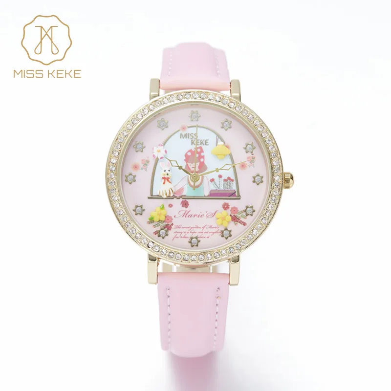 Женские наручные часы MISS KEKE clay милые 3D мини с цветком мира модные женские розовое