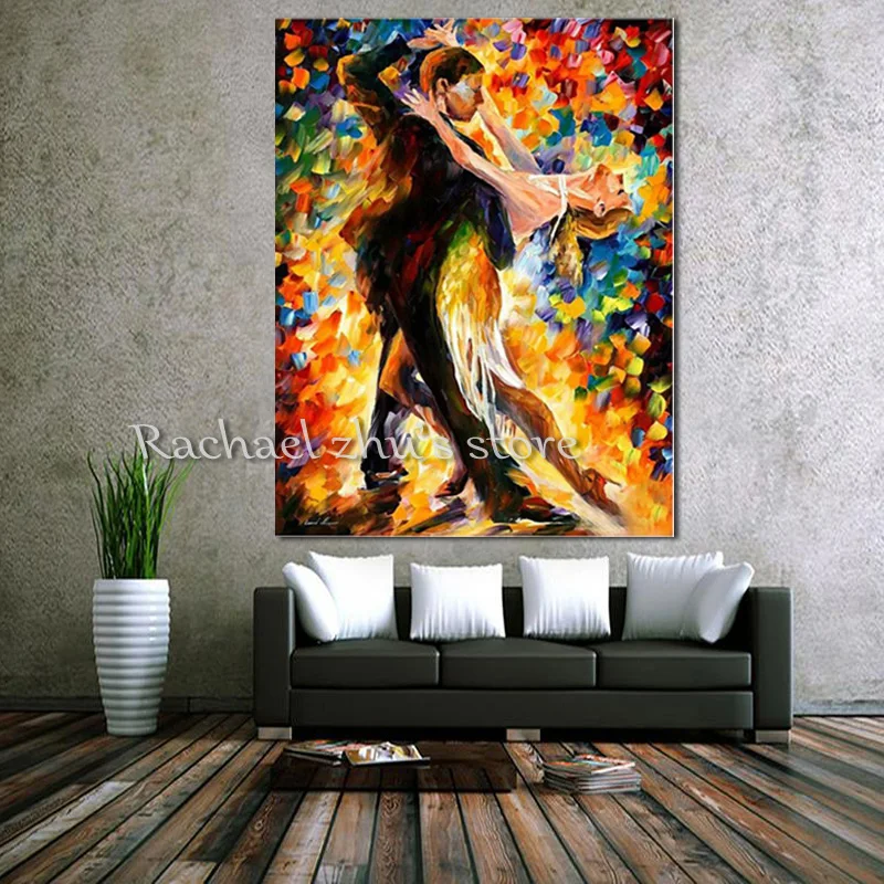 

Modner Handpainted Abstract Lover Dancing Oil Painting On Canvas Palette Knife Art Wall Pictures For Living Room Home Decor Art