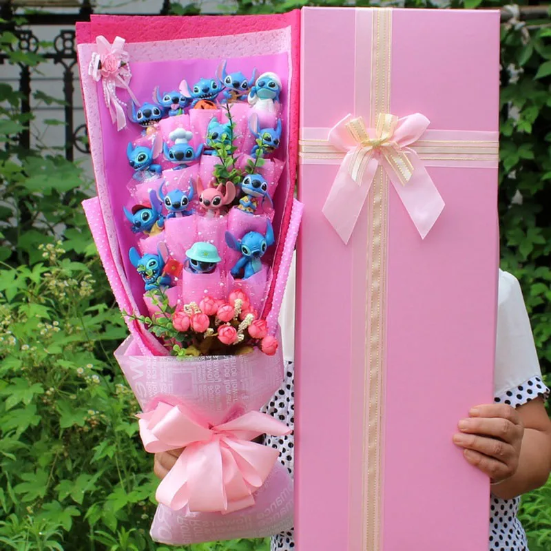 Kawaii Ститч букет подарок плюшевая кукла Игрушка Аниме ПВХ Животные куклы милый