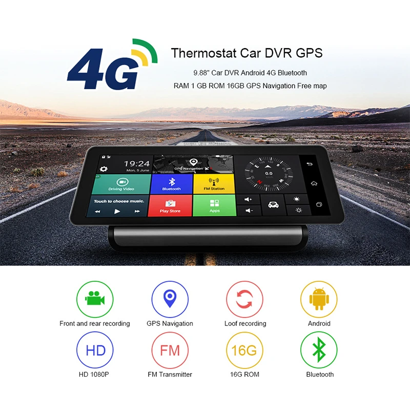 AfmoDVR 1080 P регистраторы 10 ''сенсорный экран двойной объектив DVR с Android 4 г/wi fi gps