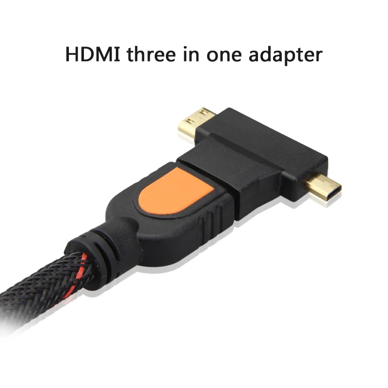 Высокоскоростные кабели для HDTV 1080P HDMI 3 в 1 Micro штекер + Mini 4 гнездо Кабельный