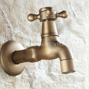 antique brass laundry bathroom kitchen wall mount basin faucet single cold tap aav103 free global shipping