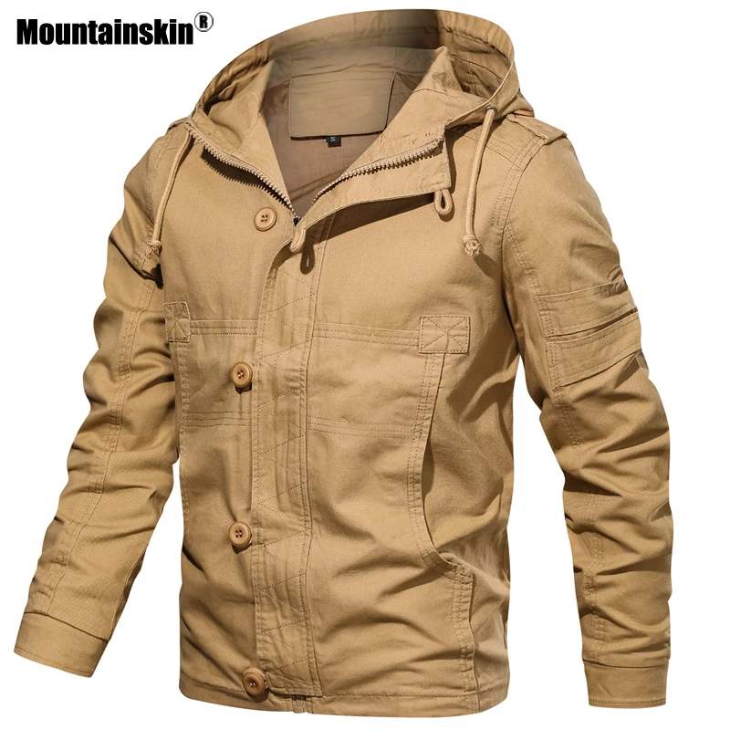 Мужская куртка с капюшоном Mountainskin повседневная приталенная в стиле милитари