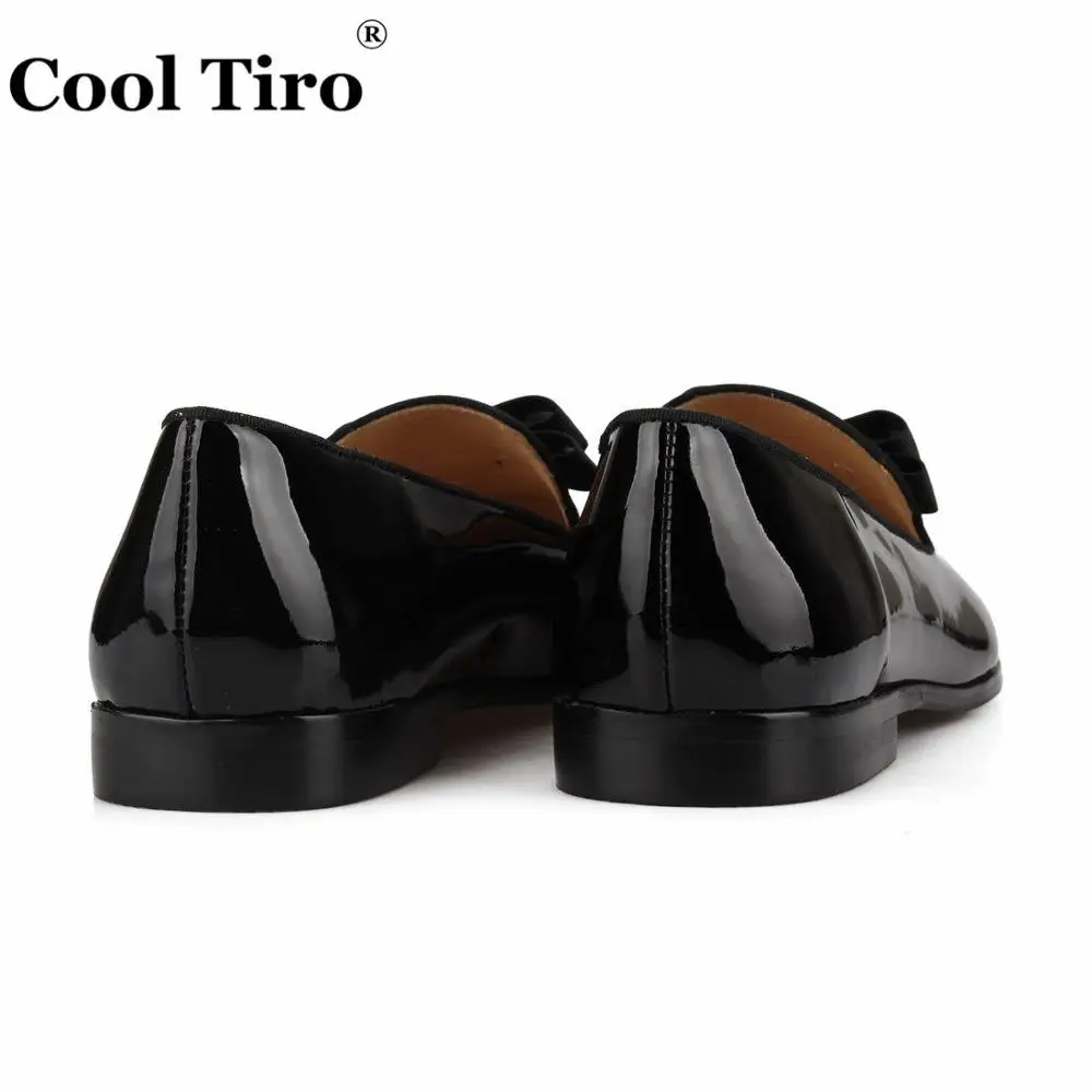 Cool Tiro Black Patent leather Loafers Men's Dress Shoes Moccasins Slippers Silk Bow tie Formal Wedding Business Casual Flats | Обувь