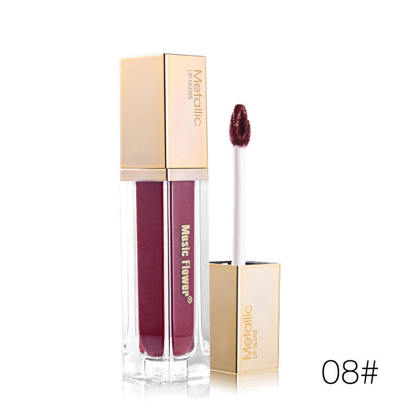 08 Bebel berry Музыкальный цветок, 8 цветов, жидкая металлическая губная помада, водостойкая, алмазный блеск, блеск для губ, кремовая краска, увлажняющий, сексуальный пигмент, косметика - Цвет: 08 Bebel berry
