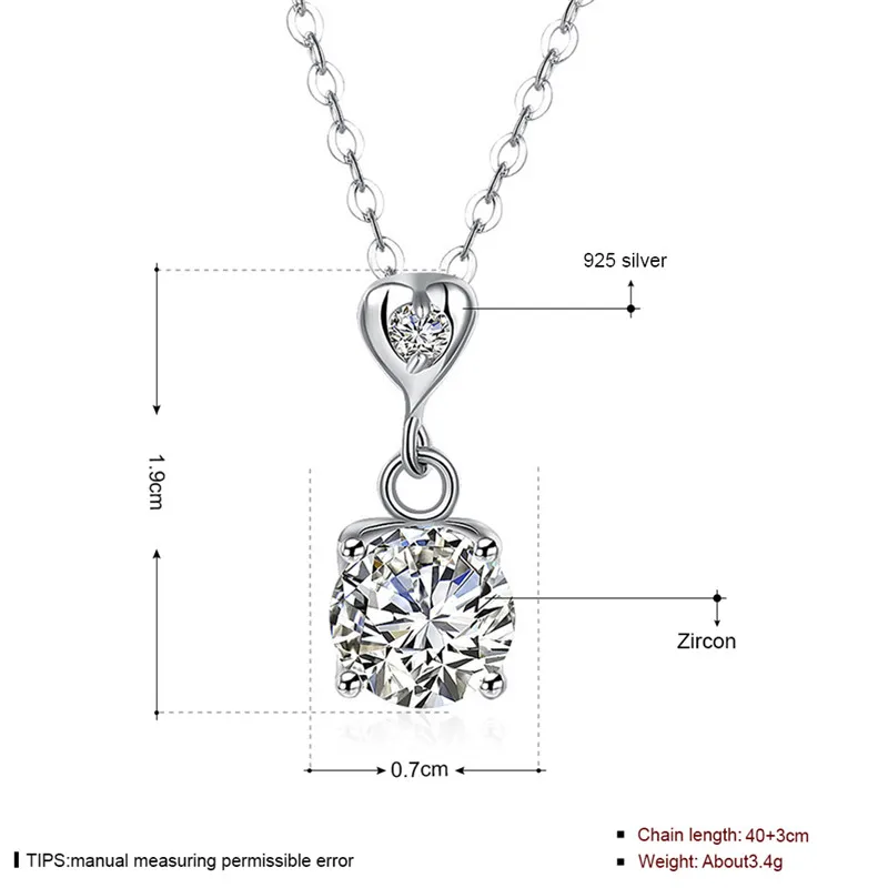DODO 925 Sterling Silver Necklaces Heart Pendant &amp Long Link Chain Necklace Cubic Zirconia Jewelry Collar Colar de Plata SN59 | Украшения