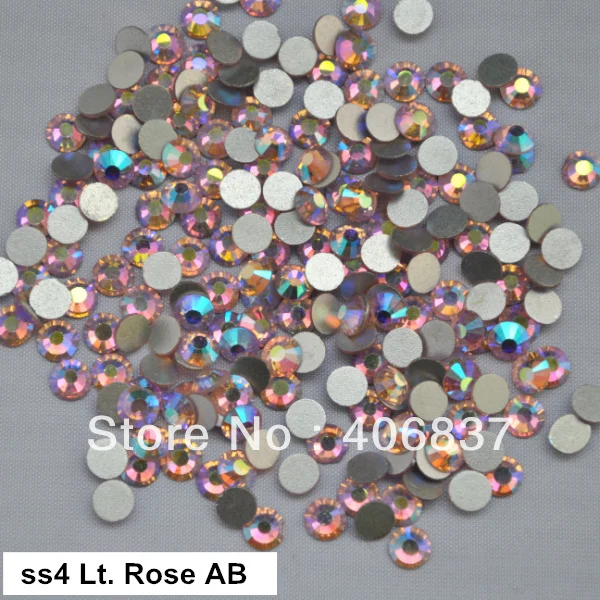 

Free Shipping! 1440pcs/Lot, ss4 (1.5-1.7mm) Light Rose AB Flat Back Nail Art Glue On Non Hotfix Rhinestones