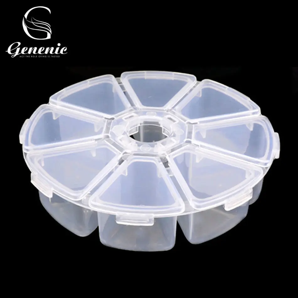 1 шт. прозрачный круглый чехол для хранения 8 ячеек дизайна ногтей украшения