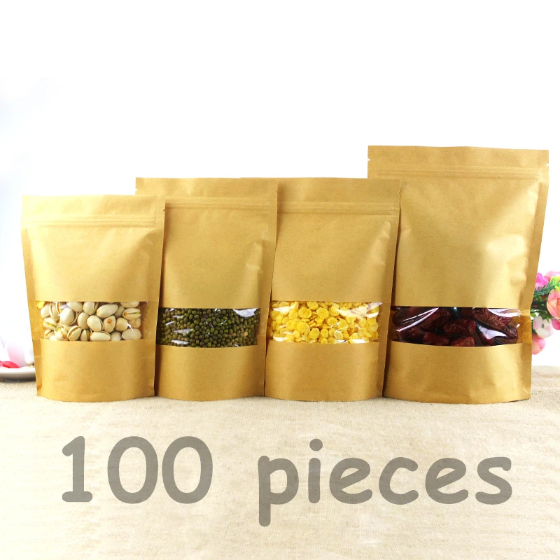 Пакеты из крафт бумаги с замком на молнии 100 шт.|bag free|bags withbag with window |