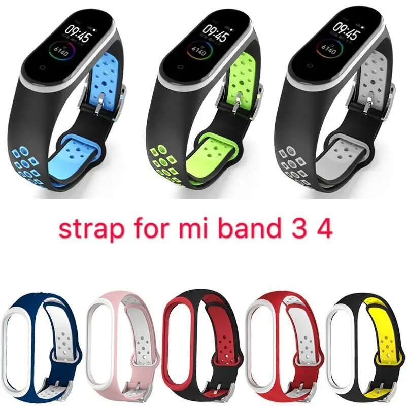 Ремешок для Mi Band 3 4 ремешок Смарт аксессуары сменный Двухцветный силиконовый