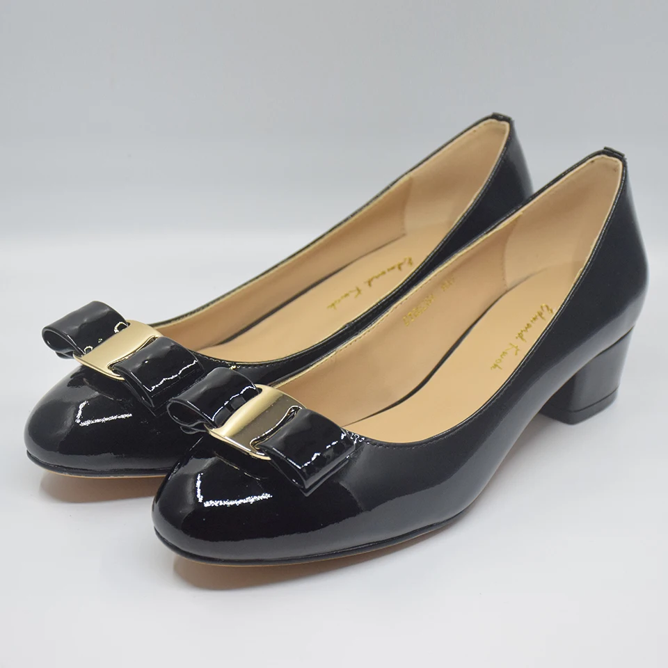 2019 women shoes Genuine Leather Square heel Designer Shoes Woman Brand bow Valentine sapatos de salto alto. da005 | Обувь