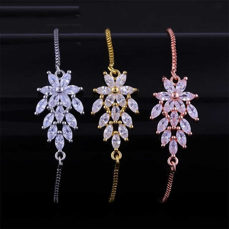 Женские браслеты Juya ручной работы из золота/розового золота с цветком женские