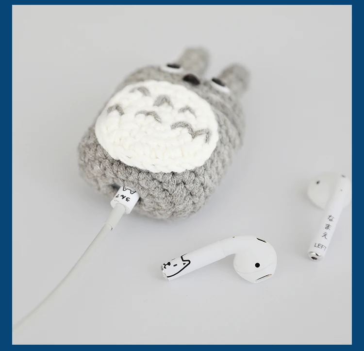 Милый вязаный чехол Тоторо для Apple Airpods чехол Bluetooth Наушники Аксессуары для зарядки коробка сумка