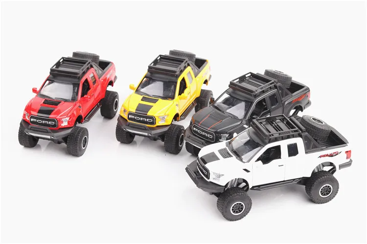 Ford Raptor F150 1/32, модель грузовика, литой под давлением, металлический сплав, светильник, машины для моделирования, игрушки для детей, подарки для детей