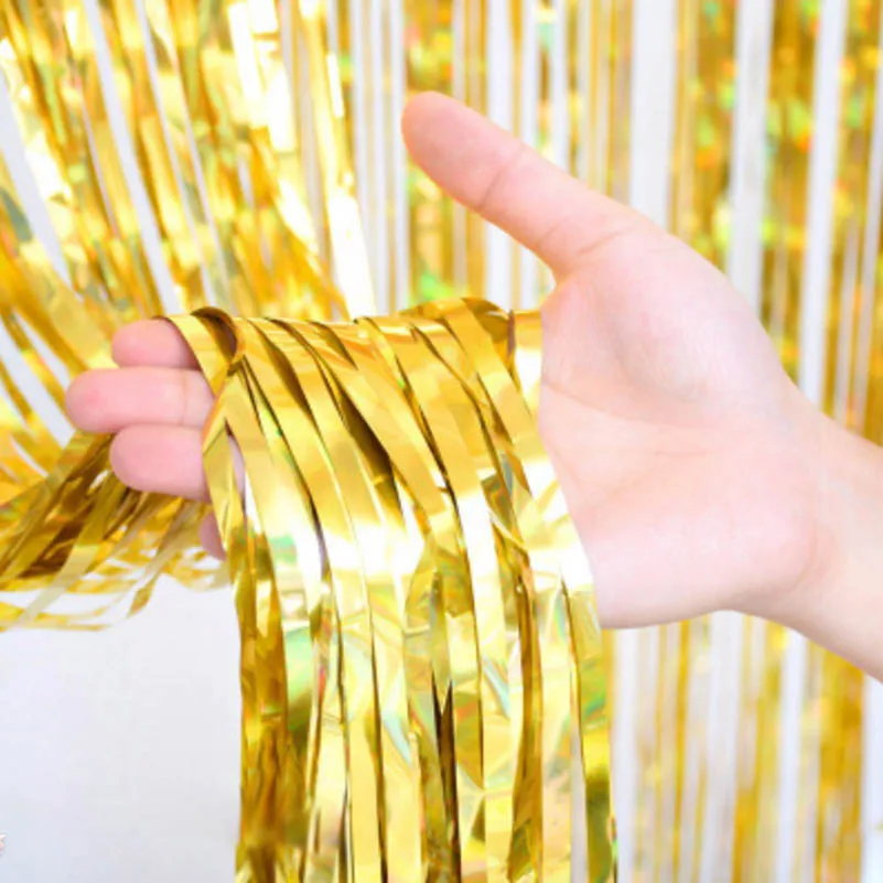 Gold color 2m x 1m Негабаритный занавес для воды из алюминиевого материала, вечерние украшения, вечерние принадлежности для мероприятий, 2 метра, высота 1 метра, ширина - Цвет: Gold color 2m x 1m
