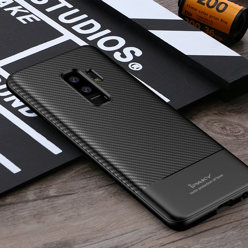 iPaky For Samsung Galaxy S9 Plus Case Carbon Fiber Soft Silicone Shockproof Housing Cover S 9 Phone Cases |