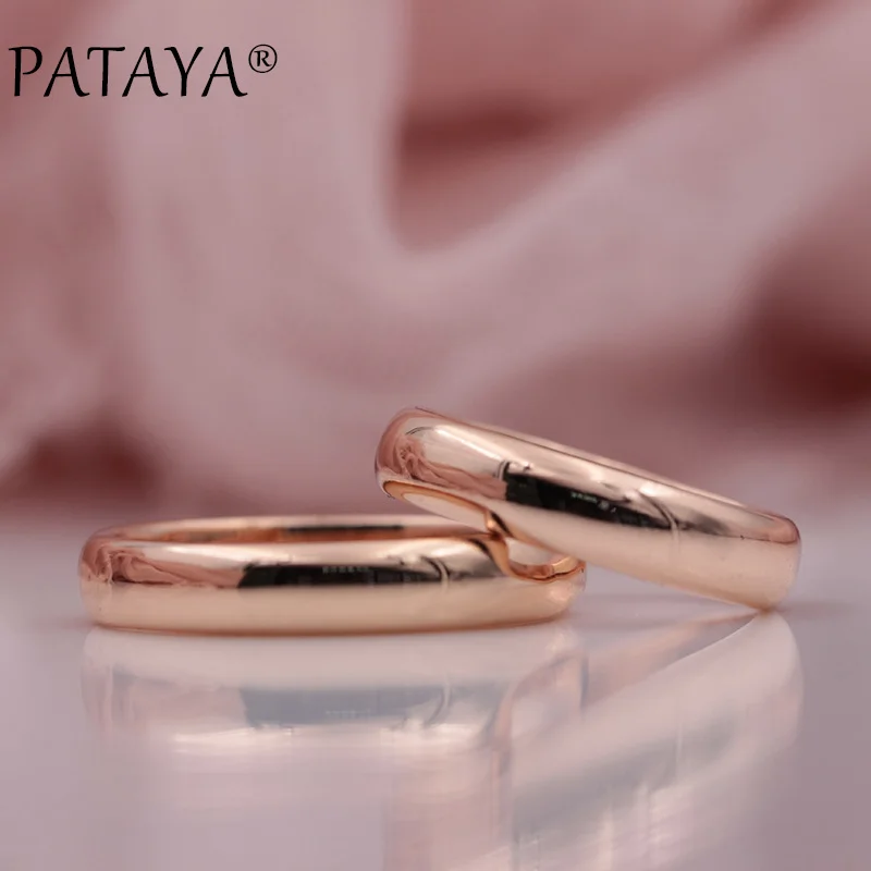 PATAYA, Новое поступление 585, розовое золото, гладкое, романтическая простота, кольца для пар, для женщин и мужчин, для свадебной вечеринки, уникальные, красивые ювелирные изделия
