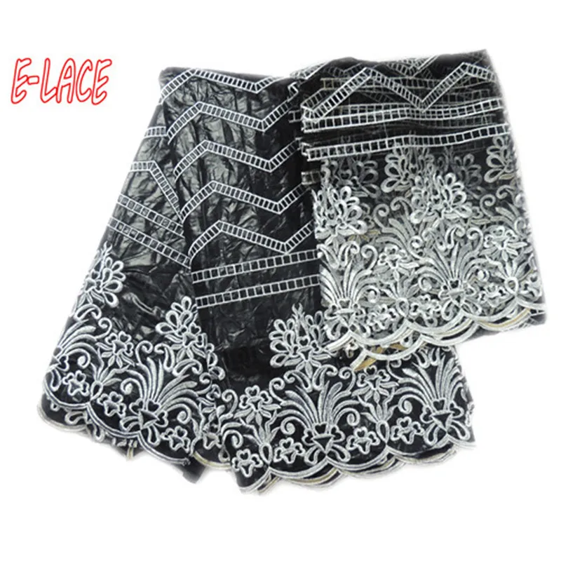 Новинка 2017 фиолетовый Африканский Базен вышивка ткани шнурка 5 ярдов + 2 свадебное