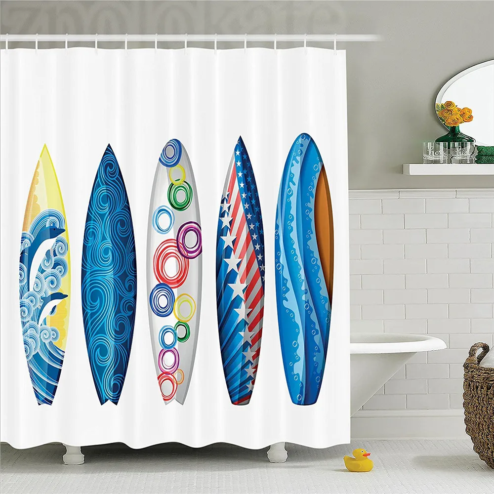 Доска для серфинга доски американский флаг Декоративные изогнутые линии рифовый камень Дайвинг