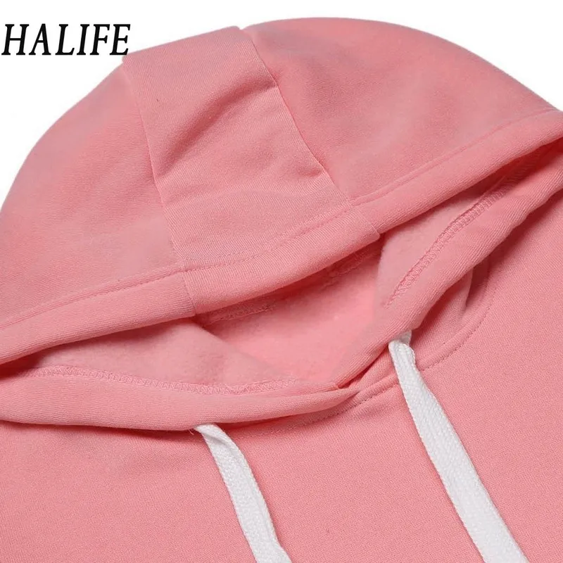 HALIFE толстовки женские теплые контрастного цвета в полоску с флисовой подкладкой
