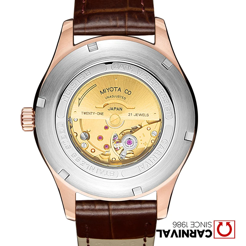 CARNIVAL Noble Rooster Relief Men Watch TopBrand Luxury Waterproof Automatic Mechanical Fashion leather Personalise Dial relogio | Наручные