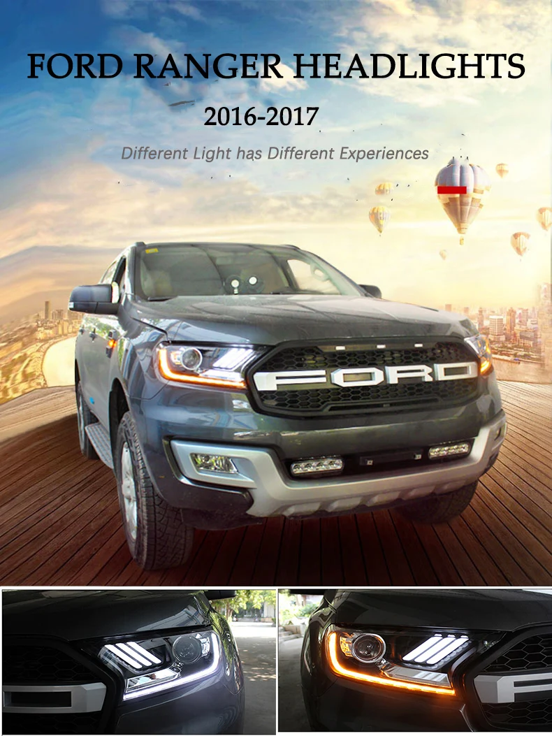 D-YL автомобильный Стайлинг для Ford фара дальнего света- Ford Everest светодиодный головной фонарь Hid вариант Angel Eye биксеноновые фары аксессуары