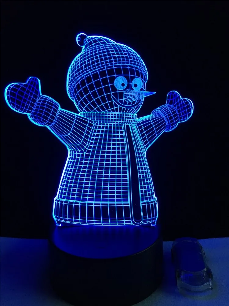 Снеговик 3D иллюзия ночник USB цвета изменить сенсорный стол светодиодный светильник для спальни девушки Любовник подарок и дома декоративные RGB светодиодный