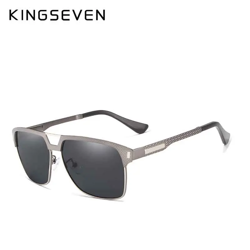 KINGSEVEN, Брендовые мужские Модные поляризованные солнцезащитные очки для вождения, пластиковые очки с защитой от ультрафиолета, дизайнерские солнцезащитные очки для путешествий - Цвет линз: Gun Gray