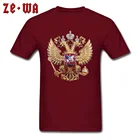Футболка мужская в стиле панк, Классическая тенниска из 100% хлопка, крутая одежда с 3D-принтом российского герба, топ с круглым вырезом, красная рубашка