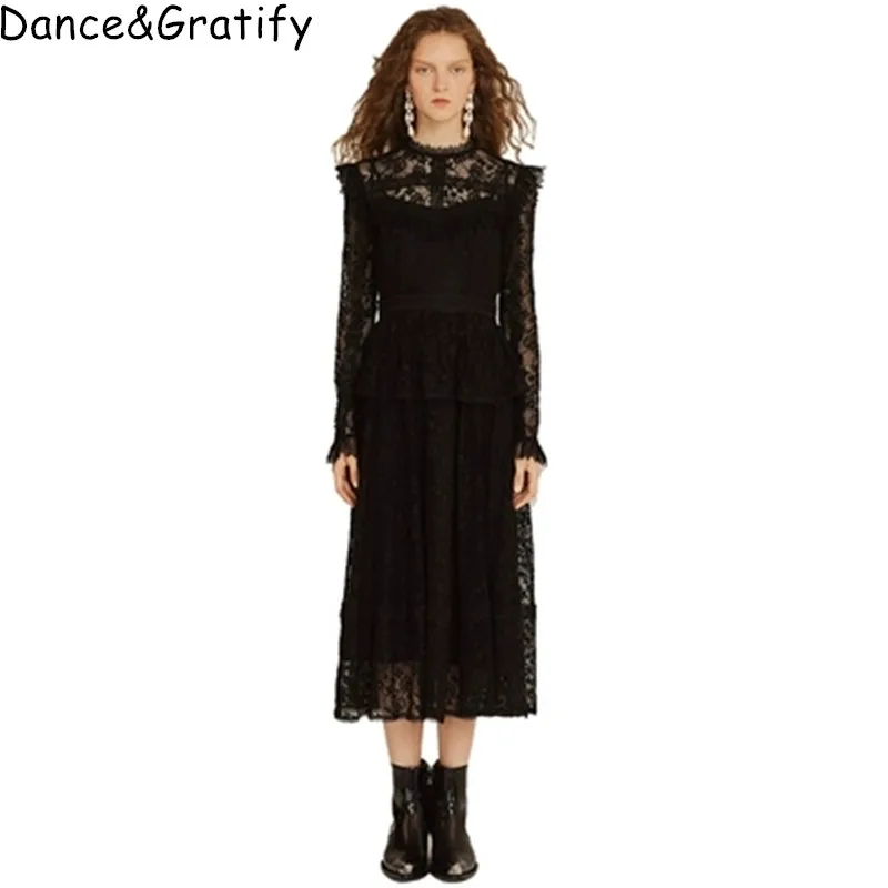 2019 весеннее женское Новое поступление винтажное платье Элегантное с длинным