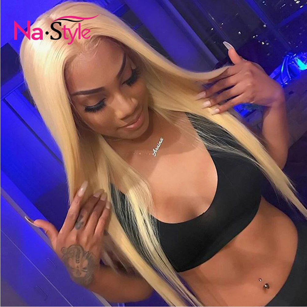 613 парик из прозрачного кружева спереди al Blonde человеческих волос цвет длинный