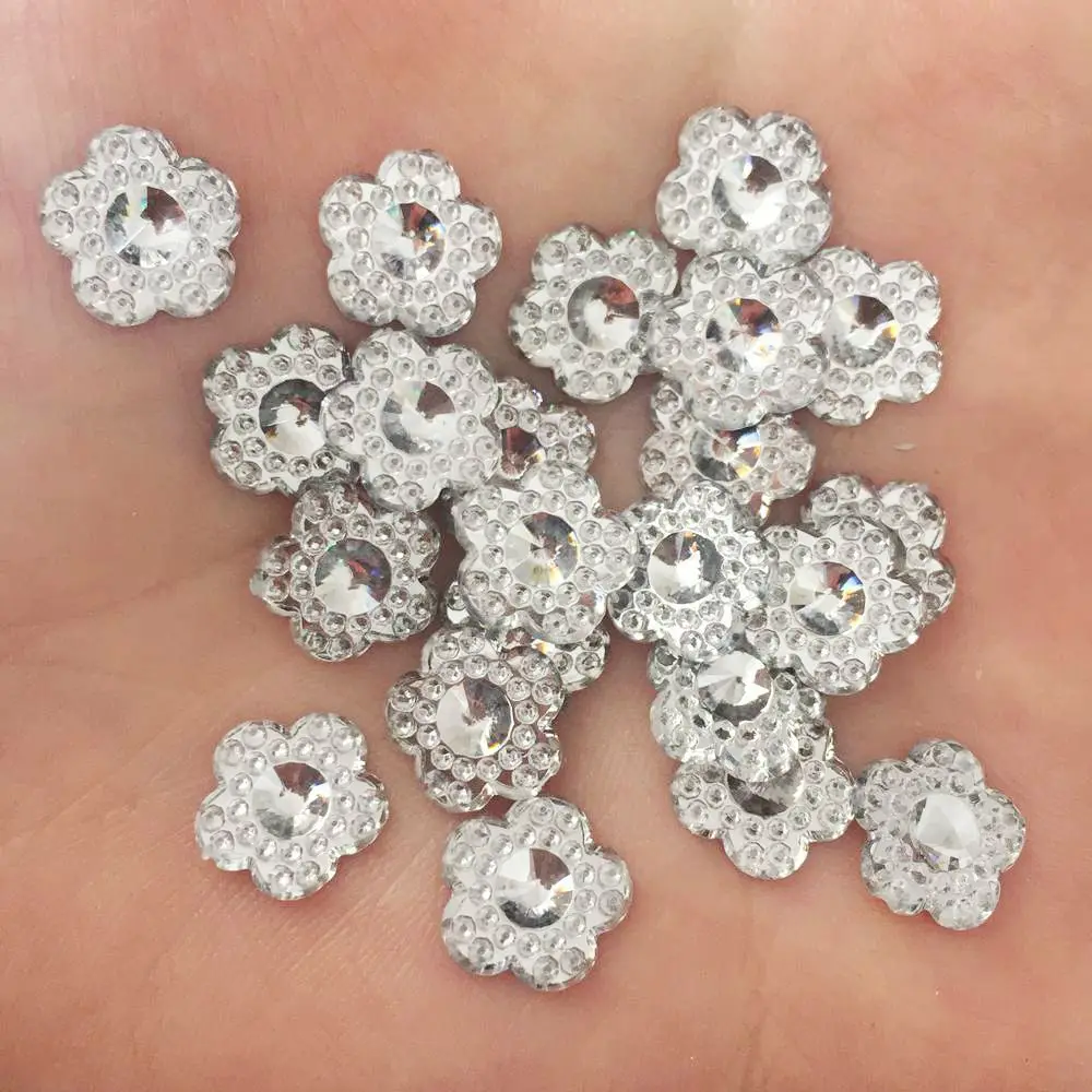 Новый DIY 80 шт прозрачный 10 мм выпуклый цветок из смолы Rhinestone Flatback скрапбук ремесло