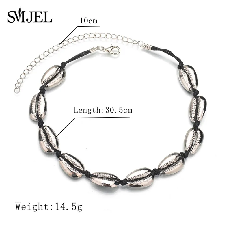 Shell Necklace SMJEL Boho Seashell колье для женщин в виде раковины, колье, раковины, раковины, зеленый камень, бисер, Золотая цепочка, ожерелье, ювелирное изделие, бижутерия - Окраска металла: Shell Necklace