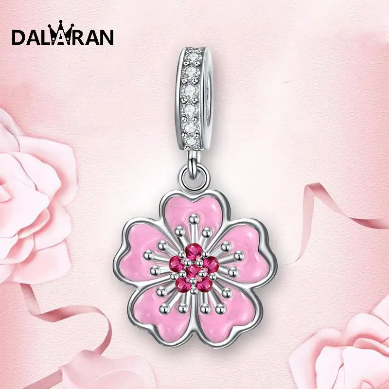 DALARAN DIY подвески серебряные бусины 925 пробы подходит для ожерелья браслет розовый