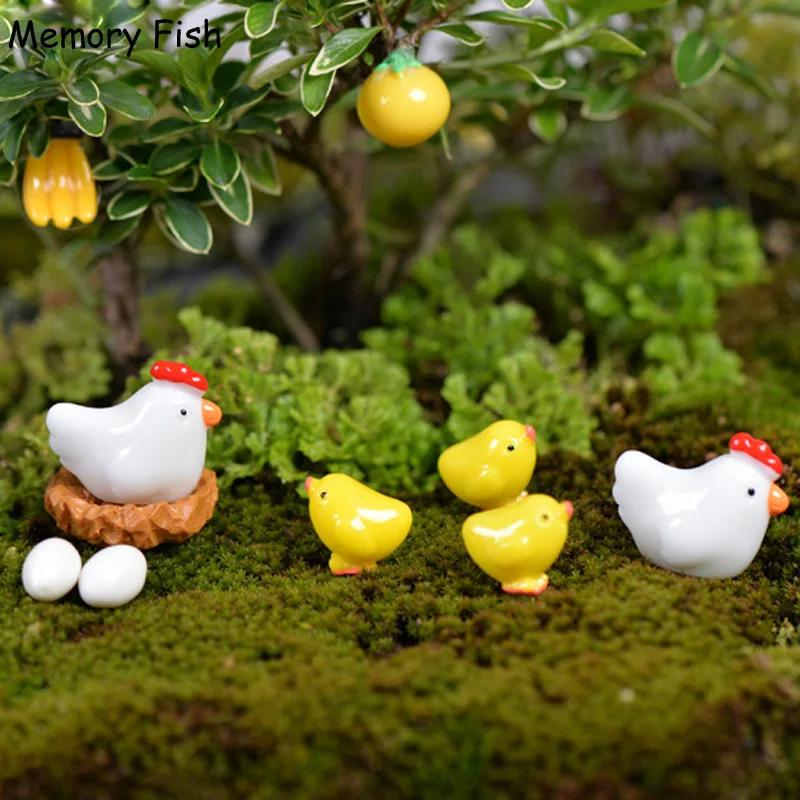 12 шт./компл. милые смолы мини курица семья (яйцо/ЦЫПЛЕНОК/гнездо/курица) ремесло